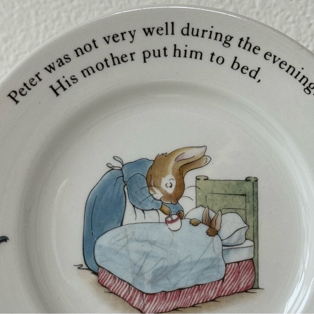 Beatrix Potter Peter Rabbit Camomile Tea" 7” Nursery Plate-Wedgwood Barlaston - Picture 3 of 13